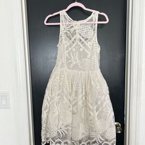 Maeve Anthropologie Pineapple Lace Dress Ivory Size 6